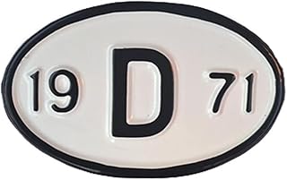 Rear Year Plate for VW Beetle Bug Bus 1951–1979 | Embossed D Badge Metal License Tag | Vintage German Oval Model Year Sign Restoration Part (1971)
