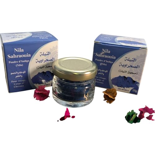 2 x Gift Boxed 15g Jar Moroccan Indigo Poudre de Nila Sahraouia Jar Box Ridouane