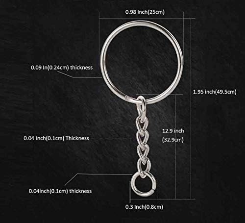 YHYZ Keychain Ring Set, 1 Inch Splits Key Ring Hoops (25mm) with Chain + Jumper Rings, Metal Sliver Keyring Chains, for DIY Craft Tassels Resin Art Jewellery Making Attachment (30 Sets)
