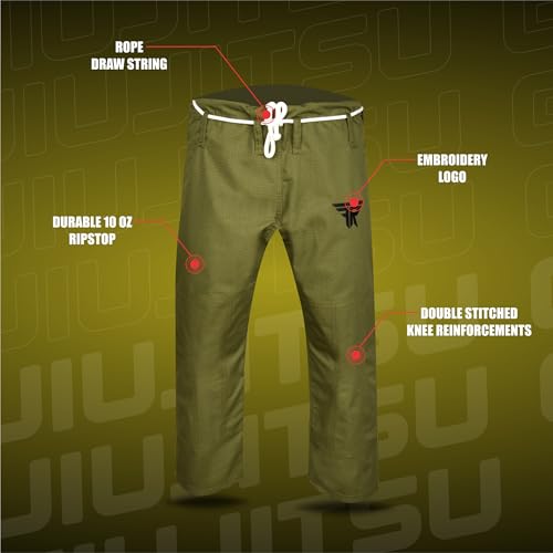 VELO BJJ GI for Men and Women Brazilian Jiu Jitsu Gi Adult Gi Kimonos Bjj Uniform Martial Pants, Jackets with free Belt (Green, A1)