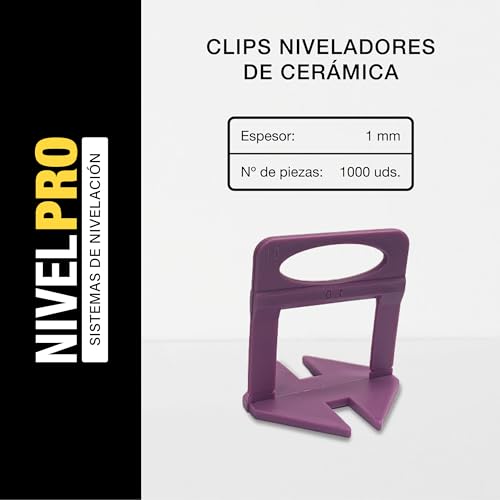 Miniatura 2 de Nivelpro Clips Niveladores De Azulejos 1 Mm, 1000 Uds, Suelo Y Pared