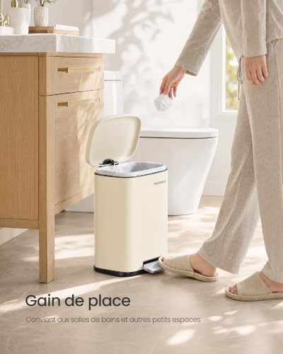 Poubelle Salle de Bain 12L Pédale Silencieuse SONGMICS
