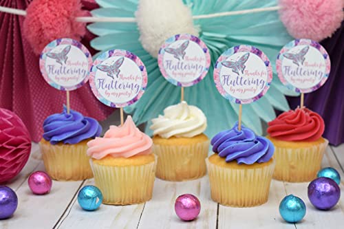 Floral Watercolor Butterfly Thank You Sticker Labels, 40 2" Party Circle Stickers By Amandacreation, Great For Party Favors, Envelope Seals & Goodie Bags #TOP1