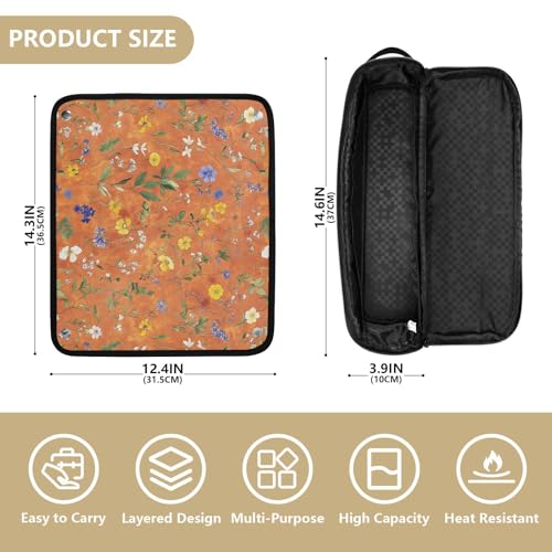 Organizador 2 en 1 para herramientas de cabello Spring Flowers Terracotta con tapete para plancha y bolsa de viaje para herramientas de calor y accesorios para el cuidado del cabello miniatura 4