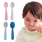 SULIUDAJI 4 piezas de cucharas de silicona para bebé, cuchara de silicona suave sin BPA, cuchara de entrenamiento para alimentación de bebé