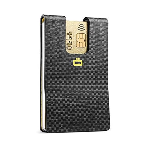 Ögon Smart Wallets - i3C Carbon Card Clip, Ultra Slim Card Holder - RFID Blocking Wallet - Polycarbonate Carbon Effect Cover