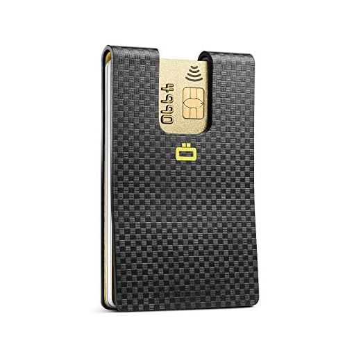 ÖGON Designs - i3C Carbon Card Clip, ultratunn korthållare - RFID-blockeringsplånbok - Polykarbonatkoleffekt