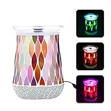 VOREEN Mosaic Tabletop Water Fountain, 20OZ Stress Relief Aromatherapy & LED Color Therapy Ultra Quiet, Essential Oil Diffuser for Office, Home, Yoga, Relaxation