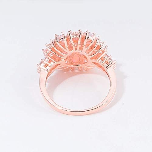 CiNily Opal Ring-14K Rose Gold Plated Pink Opal Cubic Zirconia CZ Ring Gemstone Ring for Women Size 5-12 — 사진 6