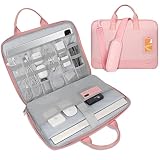 Simpolor 13.5'' Housse de Protection Ordinateur Portable, Organiseur électronique , Porte-Cartes , 3 Couches Antichoc et résistant à l'eau 13.5 Pouces Housse , Rose