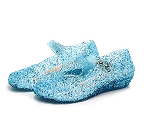 Omgard Jelly Shoes For Girls, Snow Queen Princess Birthday Sandals For Little Girls, Blue Toddler Glitter Sandals Size 11, Frozen Inspired Party Cosplay Costumes Dress Flats #TOP4