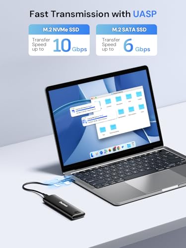 Image of dockteck M.2 NVMe SATA SSD Enclosure Tool-Free 10Gbps USB 3.2 Gen 2 External SSD Reader Case for SSDs 2230 /2242 /2260 /2280, Supports M-Key /B+M Key and UASP (Black)