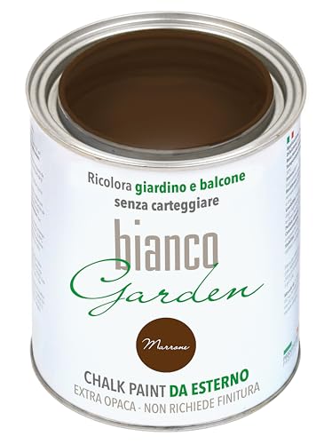 bianco Shabby CHALK PAINT Peinture spéciale Marrone pour extérieur, pour jardin, balcon, sans peinture et sans finition (1 litre)
