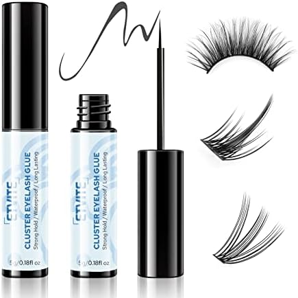 DIY Cluster Eyelash Glue Black Glue, Super Strong Hold Long Lasting Waterproof Individual Eyelash Adhesive, Suitable for Sensitive Eyes 5g 0.18fl oz