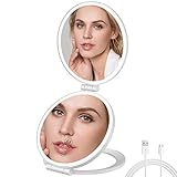 TOUCHFEEL Travel Mirror with Light, Travel Makeup Mirror Double Sided Folding with 5X Magnifying, Re