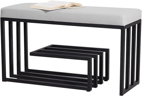 Banc à chaussures d'entrée noir avec siège rembourré et rangement