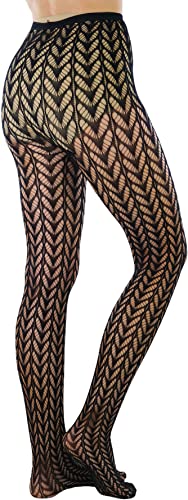 Image of ToBeInStyle Women's Vintage Art Deco Chevron Ornate Design Tights Pantyhose