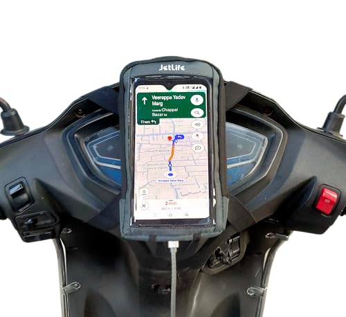 JetLife Universal Mobile Holder/Pouch/Cover for Scooters Scooty Activa Jupiter EV’s | X1 Model (Grey)