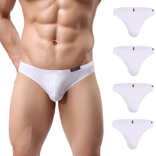 Avidlove Herren Unterwäsche 4er Pack Slips Micro Modal Weich Unterhose Briefs Weiß L