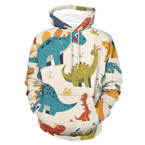 Sweat à capuche dinosaure bleu et rouge en taille S pour homme et femme