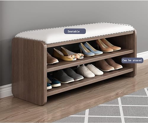 Banc à chaussures d'entrée et étagère de rangement basse de 100 cm de long - 5