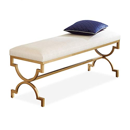 Tabouret long pour chaussures et bout de lit polyvalent en tissu et bois pour vestiaire