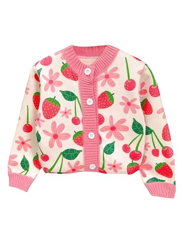 SOLY HUX Toddler Girl's Cute Printed Button Down Cardigan Sweater Knit Long Sleeve Shirts Fall Clothes