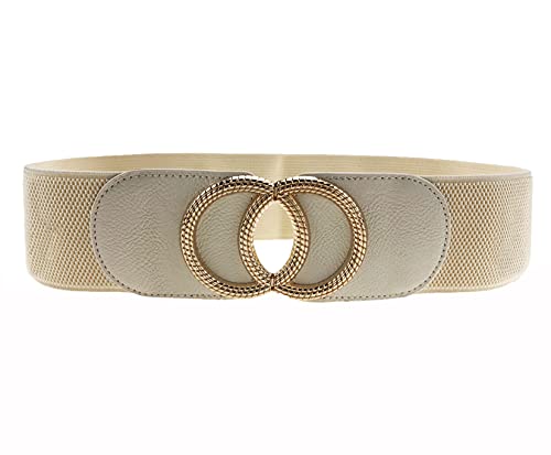 Swtddy 3 Pack Womens Vintage Wide Elastic Stretch Waist Belt For Dresses (Golden O Design Black+Beige+Camel, Suit For Waist Size 27"-35") #TOP1