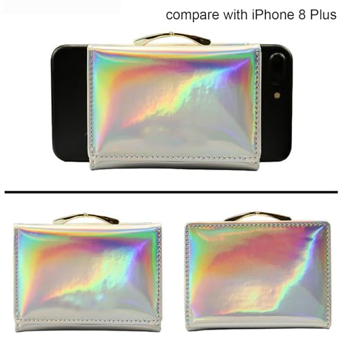Fashion Women Trifold Wallet Shiny Holographic Ladies Girls Purese Clutch Coin Pocket Card Holder Organizer4