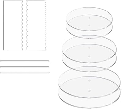 Acrylic Cake Discs Set, Cake Scraper Smoother,Icing Smoother for Cake Decorating with 6 Acrylic Discs, 2 Icing Scraper and 3 Center Dowel for 3 Tier Cake Making, Serving Bake Goods