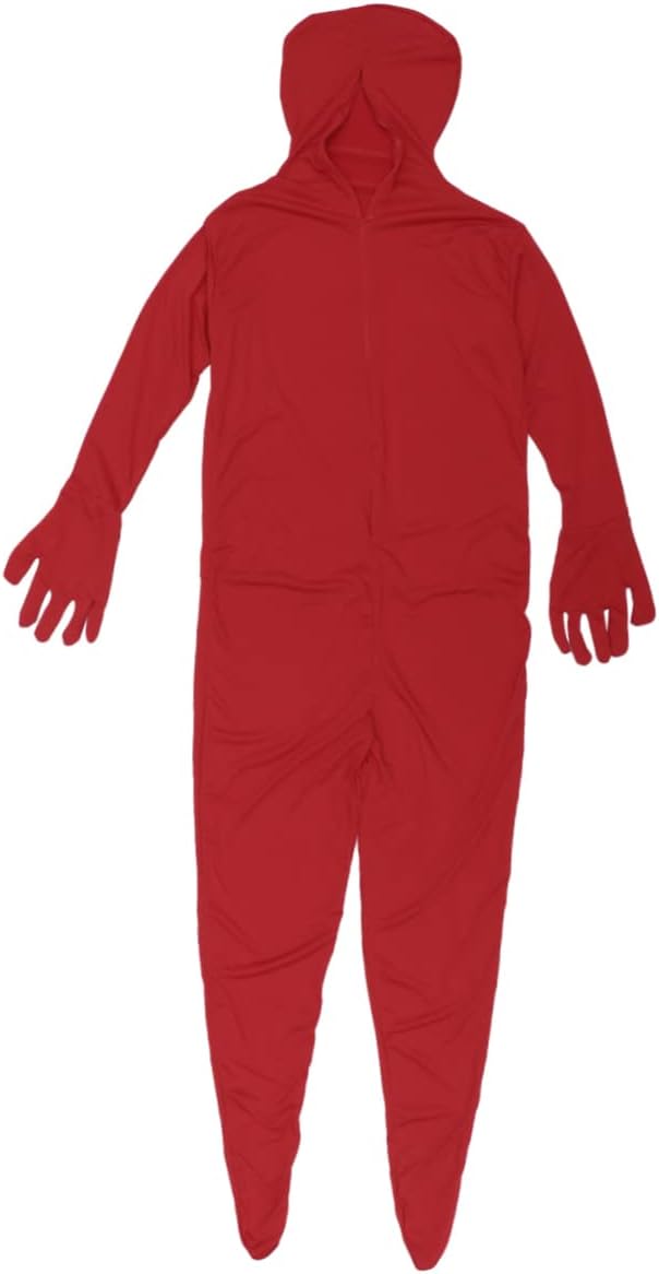 NOLITOY Fashion Cosplay Invisibility Bodysuit for Halloween Costume Unisex Stretchy Night Suit for Festivals Dance Yoga and Stage Performances Red