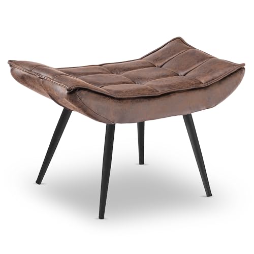 MCombo Sitzhocker Fußstütze mit Metallbeinen, Eleganter Hocker Ottoman Schminktisch für Wohnzimmer Schlafzimmer, Quadratisch 40 * 69 cm, 4779-2 (Braun-Mikrofaser)
