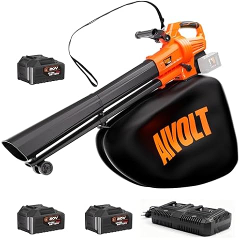 AIVOLT Cordless Leaf Blower Vacuum Mulcher with Brushless Motor, 3pcs*4.0Ah Battery Backup and Charger Included Cover