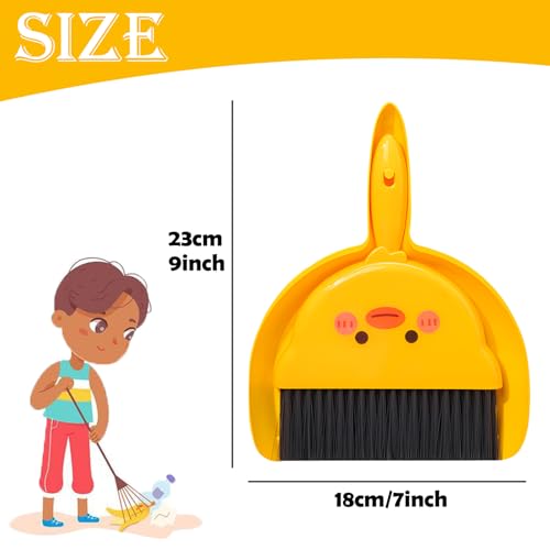 JYJLLM Ultimate Kehrschaufel und Besen Set mit Mini-Bürste und Küchenbesen, gelbes Huhn – Bild 3