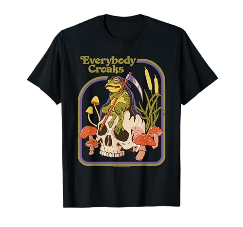 Everybody Croaks Frog Skull Mushroom Retro Funny Adult Humor T-Shirt