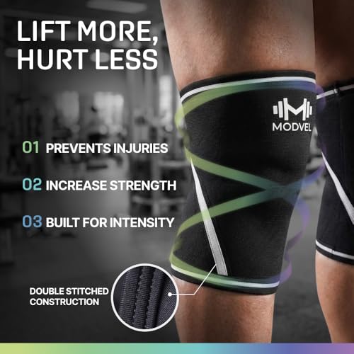 Image of Modvel Strength 7mm Knee Sleeves (Pair) for Weightlifting & Powerlifting (USPA, IPL Approved) | High-Performance Knee Compression Support For Squats, Weight Lifting - Men and Women