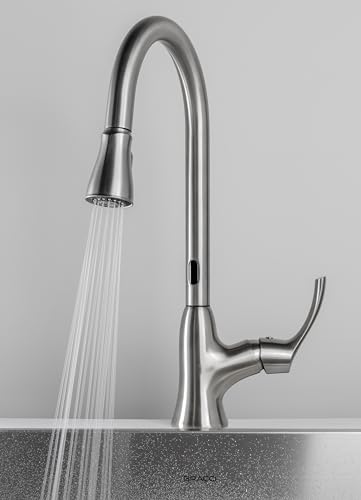 BRACCI Torneira de cozinha com sensor de puxador único com sensor inteligente (níquel escovado)