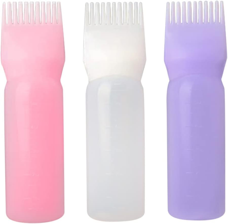 Beavorty Hairdressing Applicator Comb Bottle 2Pcs Plastic for Hair Scalp