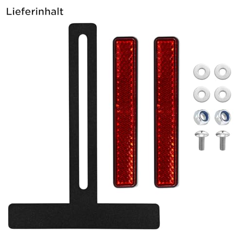 polarmotor Rückstrahler Motorrad Reflektor Hinten E4-Geprüft Mit Lange T-Halter（Länge 130mm Schmal 108 * 18 * 10mm Rot Universal Katzenaugen