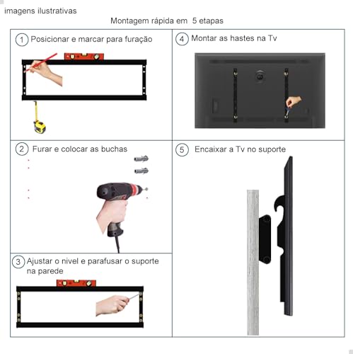 Suporte Fixo Parede Para Tv 100 98 86 85 83 75 77 65 pol ate 100kg
