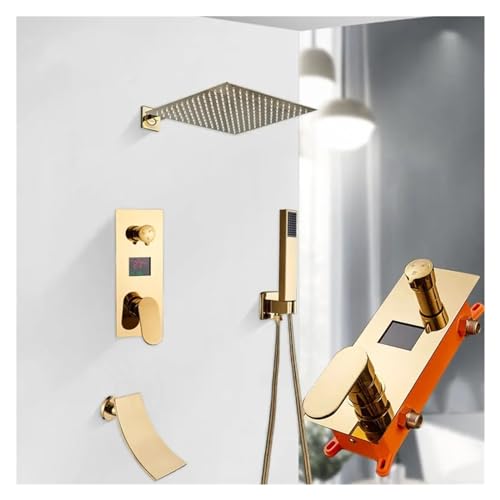 Système de douche à effet pluie doré pour rénovation spa