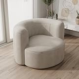 Acanva Luxury Modern Tight Curved Back Velvet Sofa, Minimalist Style Comfy Couch for Living Room Apartment Reception Space, Cream Single Chair