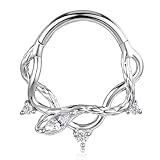 Vankula Piercing para septum, hélix, daith, anillo de segmento, clicker, acero quirúrgico, CZ 16G, 8 mm, nariz, tragus, conch, joyería para mujeres y hombres, oro plateado, Metal