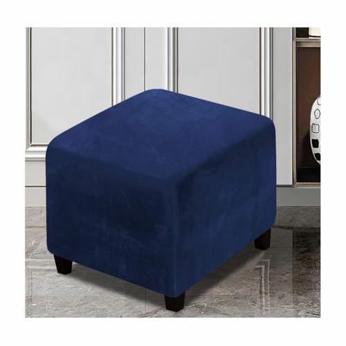 Xgangm Terciopelo Funda Otomana Elástica Cuadrada 40 45 50 55 60 70 80 90 100cm Funda Puff Cuadrado Funda Para Reposapiés Cubre Puff Cuadrado Sofá Taburete Protector,Navy Blue,55x55x40cm