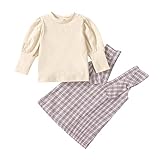 Kinderanzug Festlich Kinder, Kleinkind, Mädchen, Outfits, Kleidung, solide, langärmelig, kariert, Weste, Kleid, 2er-Set Kürbis Kostüm 92