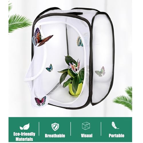 bangminda Schmetterlingsgarten Schmetterlinge Züchten Käfig Schmetterlingshaus Klappbar Belüftung Lebensraum für Insekten 40*40*60 cm