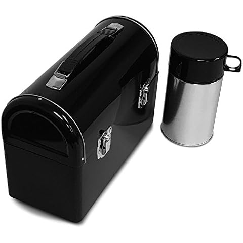 Plain Metal Dome Lunch Box and Bottle - Black Color - Made for Promotional Use, Customizing, Crafting, and DIY Projects Cover