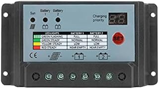 Dhouse Dual Battery Solar Charge Controller Regulator 20A Batteries Solar Regulator for RVs Caravans and Boats Batteries or Battery Banks