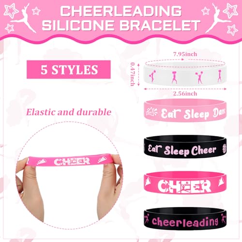 Misdary 50 Pieces Cheerleading Ballet Themed Party Rubber Bracelets Silicone Wristband Inspirational Bracelets Cheerleader Party Favors Gymnastics Stretch Motivational Band for Women, 5 Styles by Misdary - Used condition - Image 2