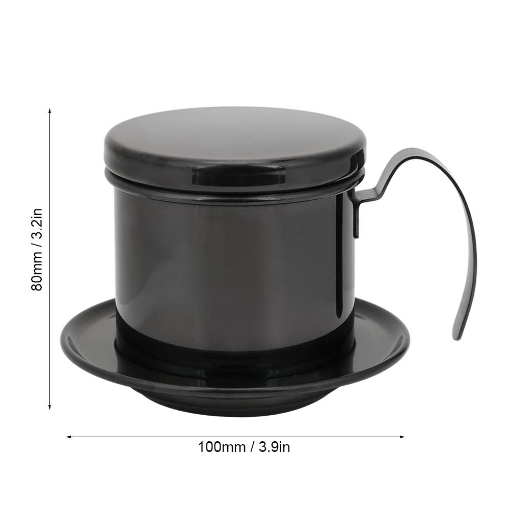 Filtro de café vietnamita,filtro de café compacto filtro de goteo de café de acero inoxidable para café hecho a mano (negro brillante)